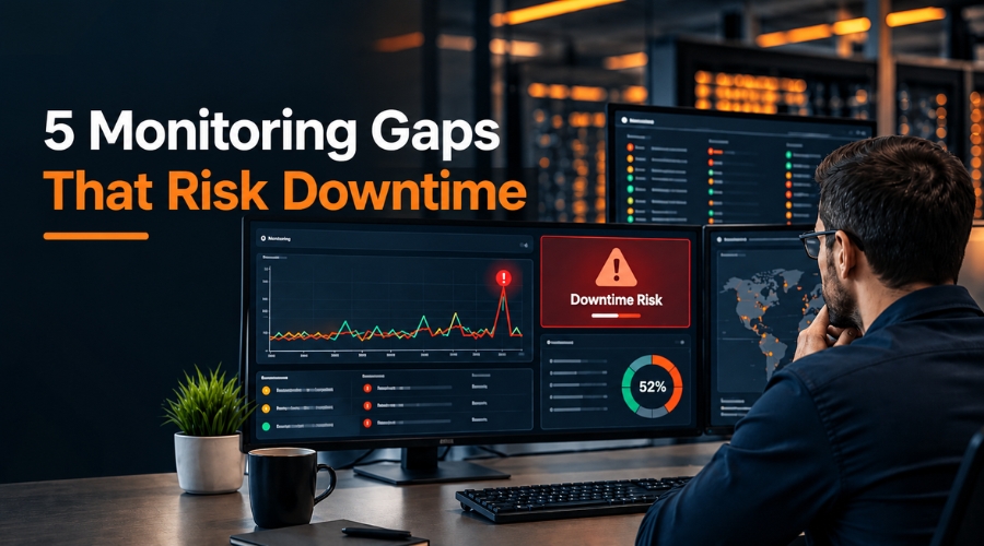Website monitoring dashboard showing downtime risk and alert coverage